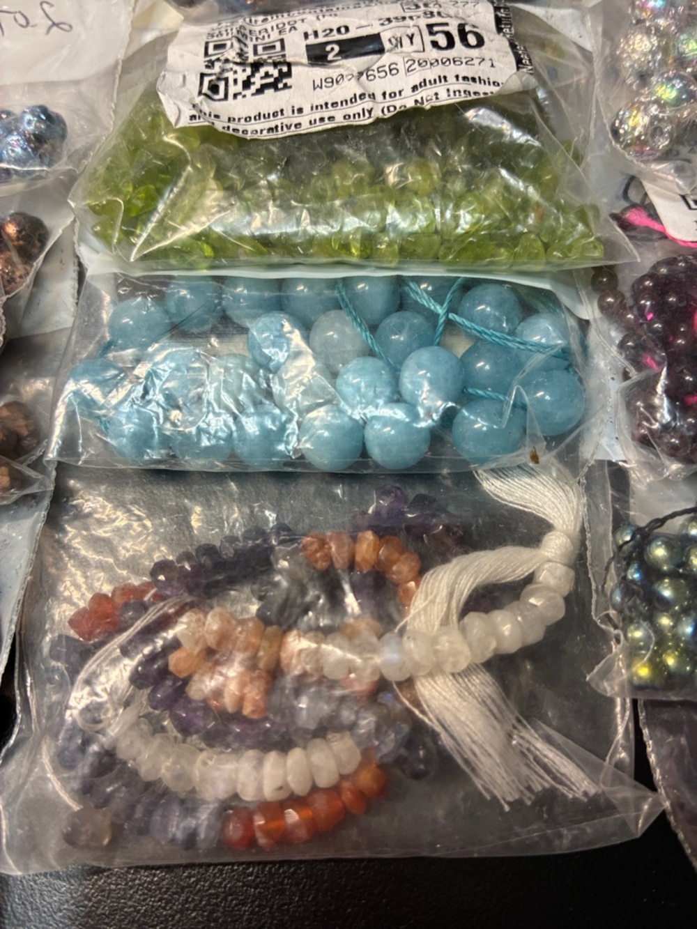 Mixed 1# Assorted Natural unique Bead Lot in Blue, Green, Black, Copper, Pink - Picture 3 of 16